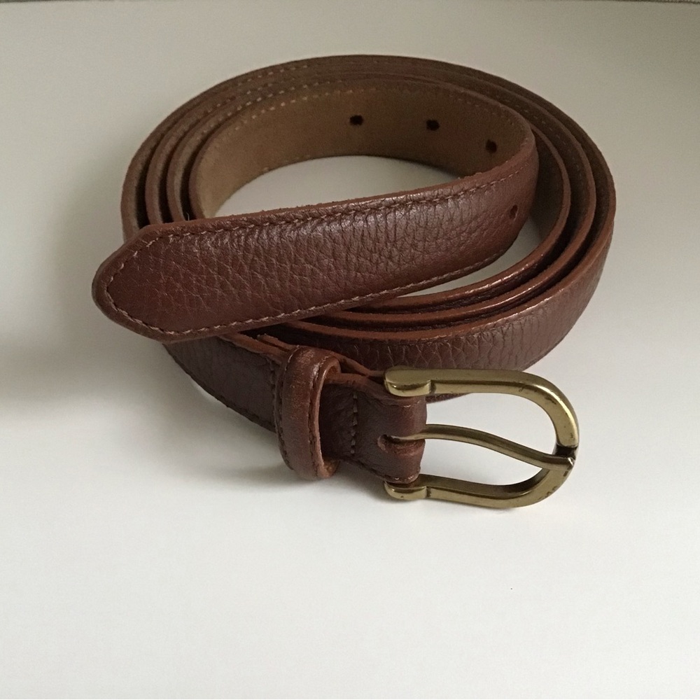 Men’s L.L.Bean Brown Leather Belt Brass Toned Buckle Size 3X Made in USA